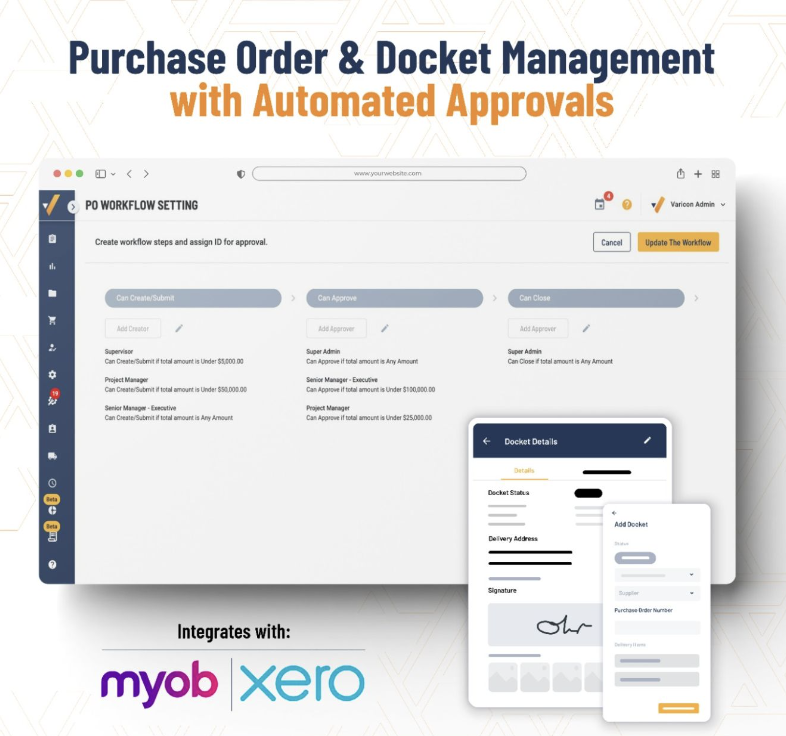 Purchase Orders & Docket Management with Automated Approvals - Civil Construction