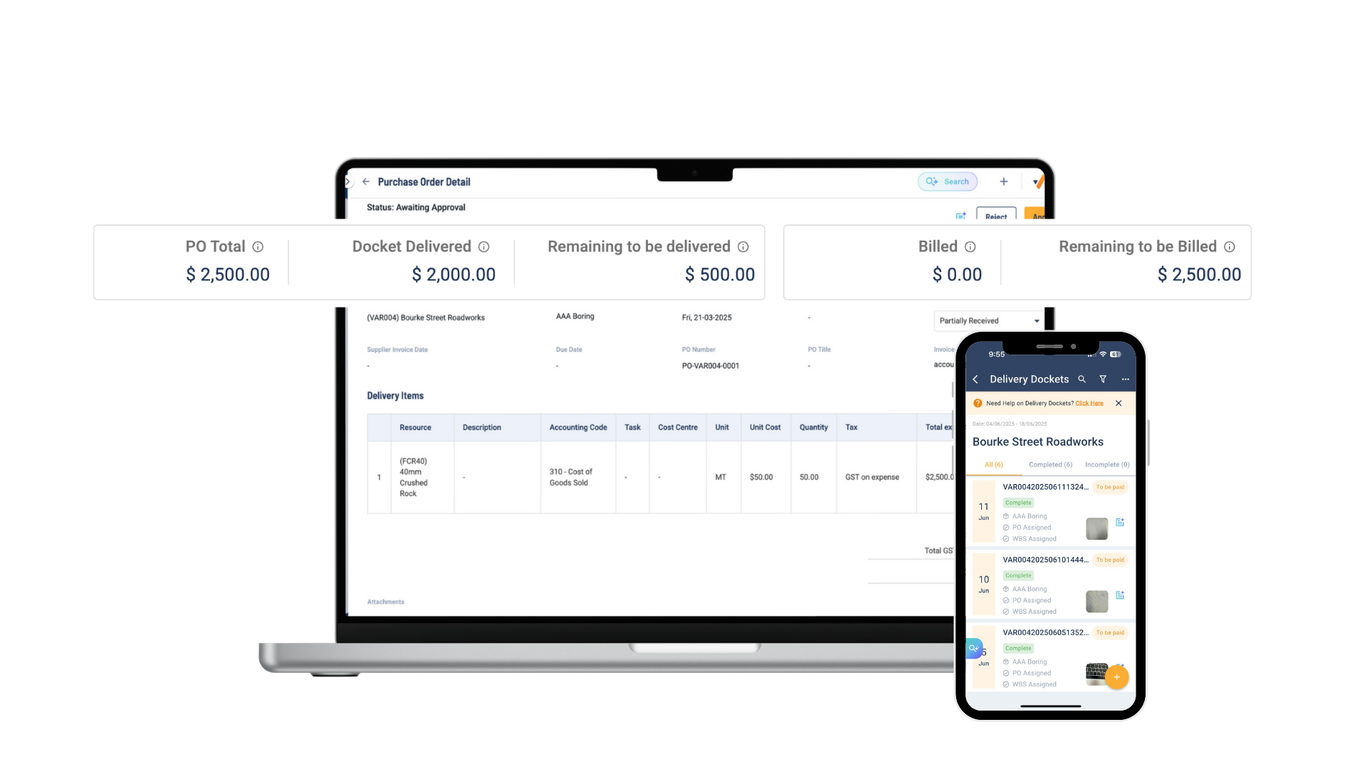 purchase order of the project