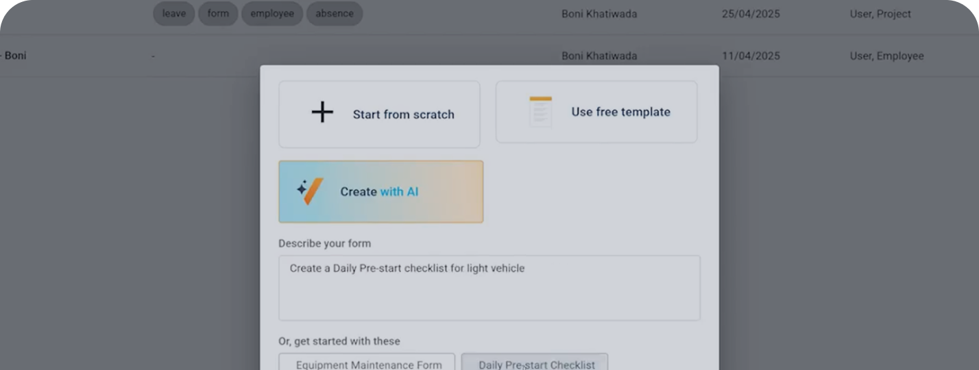 AI Form Builder - Varicon